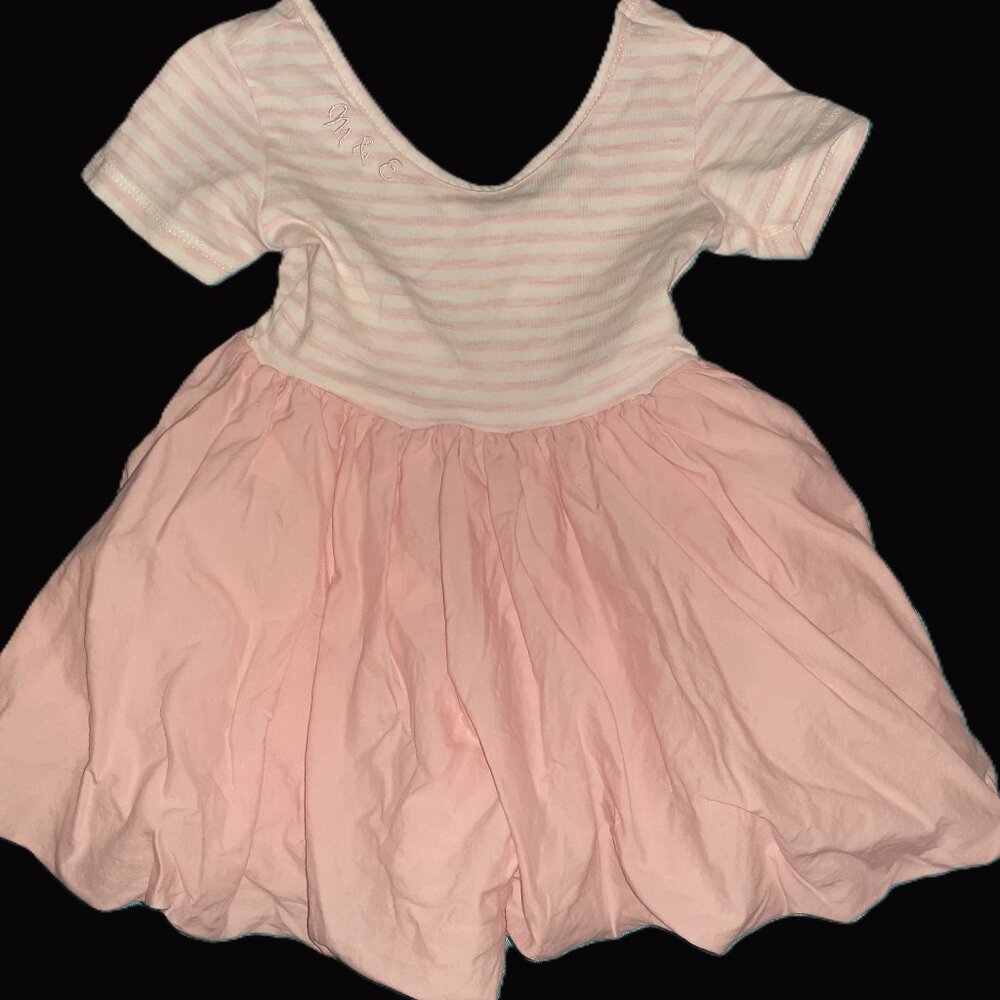 M&E MILA AND EMMA BUBBLE DRESS PINK/WHITE STRIPED SUMMER SPRING-GIRLS SIZE 18M